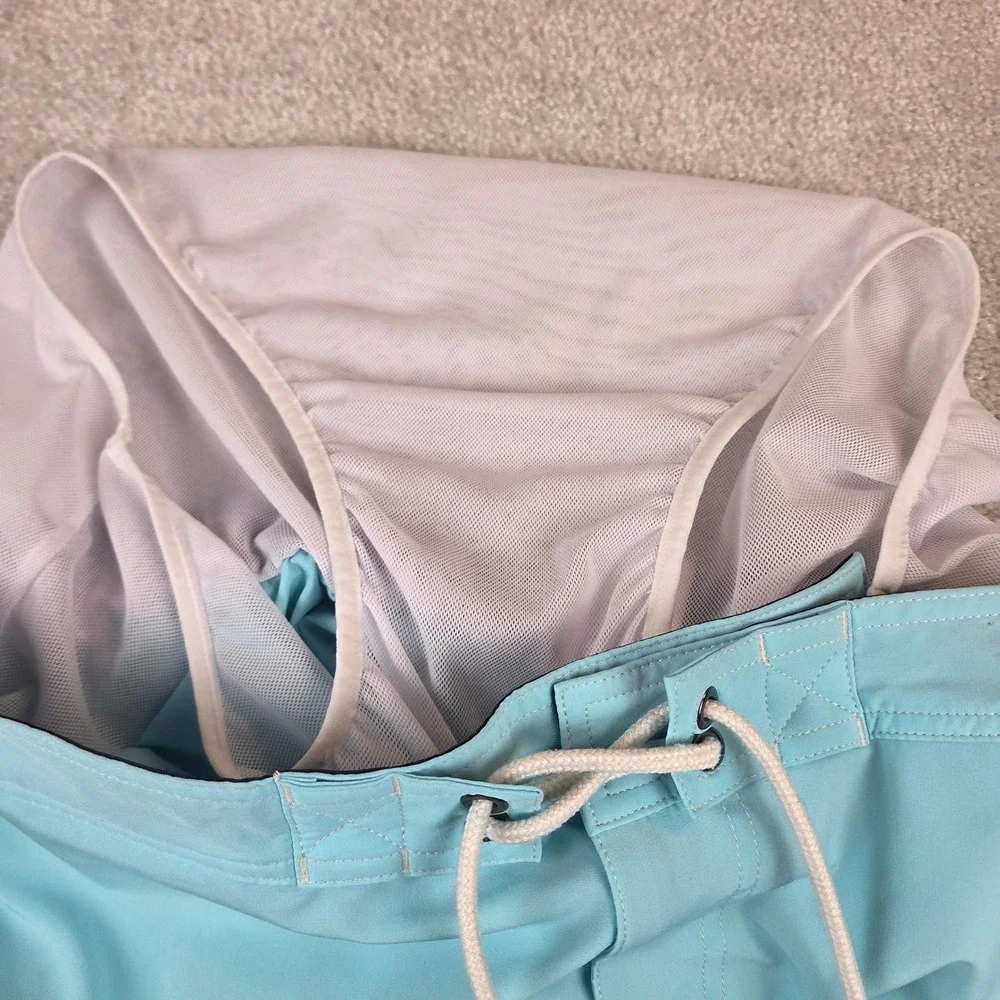 Polo Ralph Lauren Mens Light Blue Cargo Swim Trunks Mesh Lined Size Large